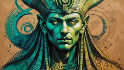 Ancient alien man fantasy illustration 