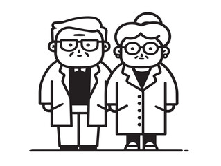 Elderly couple icon warm friendly clean vector design  