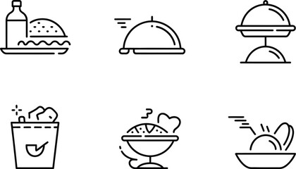 Simple Line Icons: Restaurant Food Delivery Service Menu
