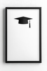 Graduation Cap in Frame: Celebrate academic achievement with this framed graduation cap, a minimalist reminder of scholarly success.