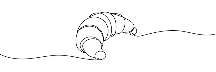 Croissant. One line drawing vector illustration. Editable stroke