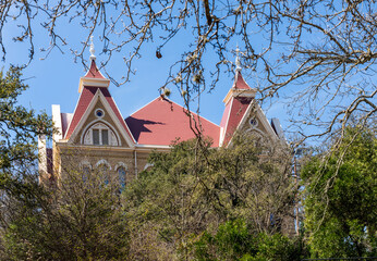 Historic building of Old Main on the campus of Texas State University in San Marcos.