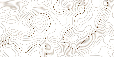 Abstract vector topographic map with isolines on white background
