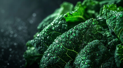 Close up of a green snake in wet water surrounded by fresh fern leaves and drops of dew showing macro texture