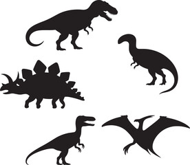 Dinosaur silhouettes tyrannosaurus stegosaurus © MOHAMMAD
