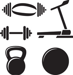 Dumbbells kettlebell treadmill exercise ball vector