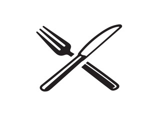 Fork and knife icon clean fresh 2D vector line art drawing  