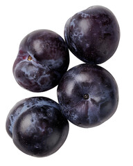 Obraz premium Four ripe plums dark purple fruit still life