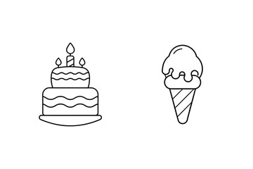 Birthday cake with candles and ice cream cone dessert