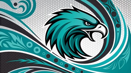 Fototapeta premium Abstract Teal and Black Digital Waves Background V2