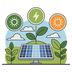 Solar Energy Panel with Eco Icons — Renewable Energy Concept