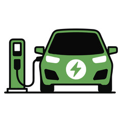 Electric Car Charging Station Icon — Eco-Friendly Vehicle Concept