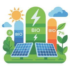 Renewable Energy Sources — Solar Panels and Bio Energy Icon
