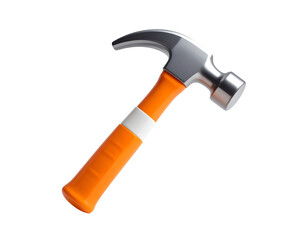 hammer with orange handle on white background, isolated image