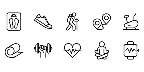Fitness Icons Exercise, Wellness, and Healthy Lifestyle Graphics