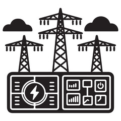 Energy Control System with Power Grid and Transmission Towers