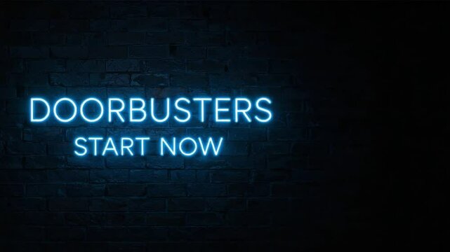 Neon Sign Ad: Doorbusters Start Now