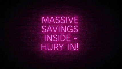 Neon Sign Flashes: Massive Savings Inside - Hurry! - Powered by Adobe