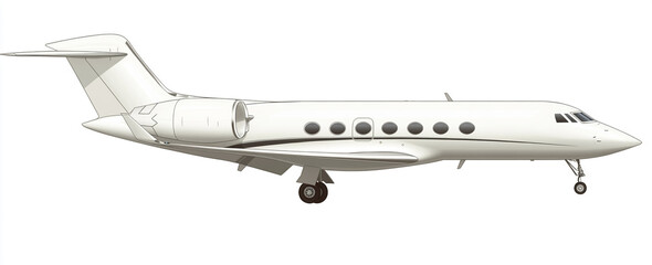 White Airplane Side View Illustration