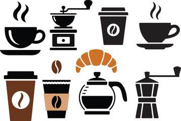 Hot coffee cups and brewing equipment with pastry steam grinder