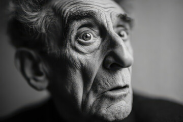 Obraz premium striking closeup portrait of elderly american homeless man his face expressing exaggerated emotions
