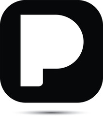 p letter square logo design icon