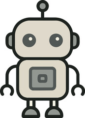 Friendly Robot Illustration: A minimalist illustration of a charming robot, exuding a sense of approachability and technological simplicity.