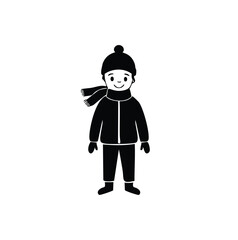 Child wearing winter clothing with scarf and hat vector