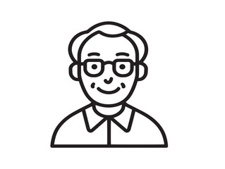 Cheerful elderly portrait line art illustration