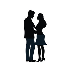 Couple embracing silhouette black and white love romance