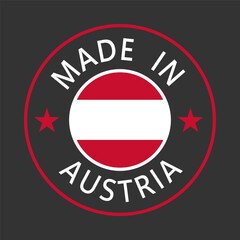Fototapeta premium Austria Made in Stamp in circle with flag Vector template on white background