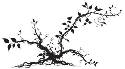 Silhouette Curved Tree With Root vector