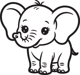 Fototapeta premium Adorable baby elephant with large ears and playful expression cute animal