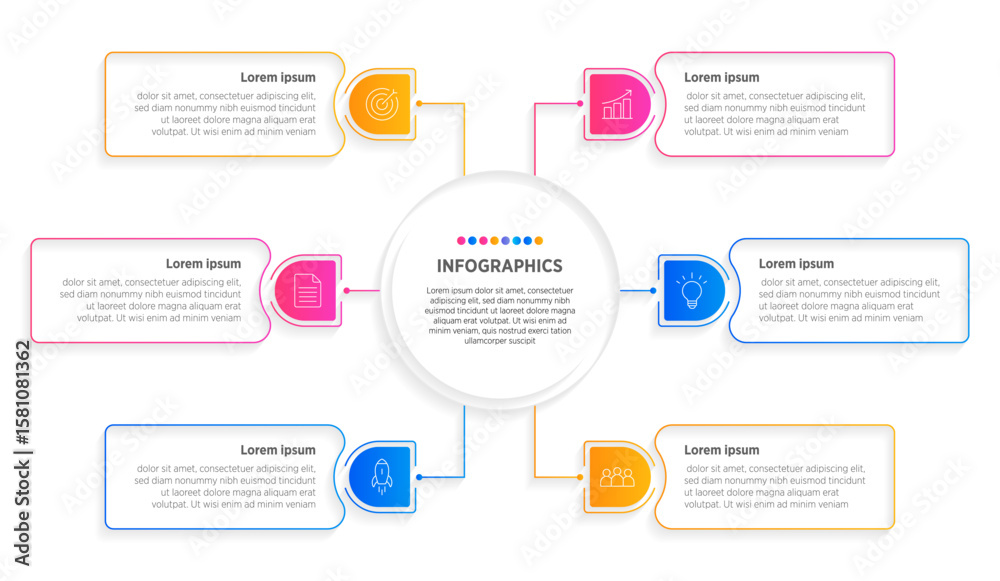 Wall mural modern vector infographic label design with circle infographic template design and 6 options or step