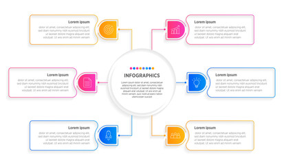 Modern Vector infographic label design with circle infographic template design and 6 options or steps. Can be used for process diagram, presentations, workflow layout, banner, flow chart, info graph.