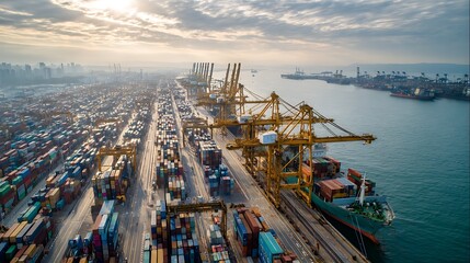Container Ship at a Shipping Terminal