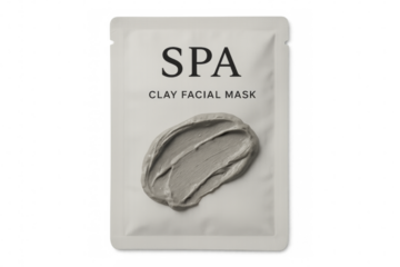 Clay facial mask in packaging on transparent background showing texture