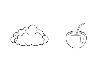 Fluffy cloud and refreshing coconut drink white