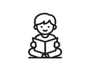 Smart child learning with book icon design