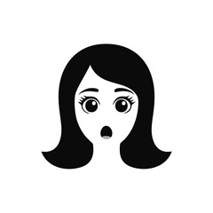 Surprised woman face black and white illustration vector