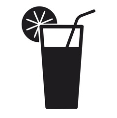 Tall glass with citrus slice and straw drink beverage