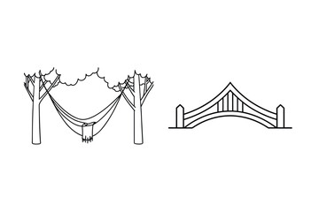 Trees with hammock and bridge nature outdoor