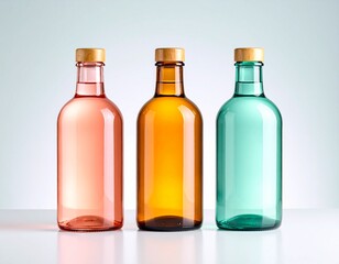 Tres botellas vintage de vidrio colorido