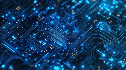 Fototapeta premium Close-up view of intricate circuit board pathways.