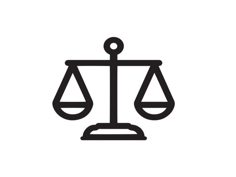 Balanced legal scale icon in vector format