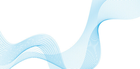 Fototapeta premium abstract blue background with waves smooth flowing lines and halftone pattern on white background, Serene ocean waves gently thin parallel lines in gradient blue tones, intersecting and overlapping.