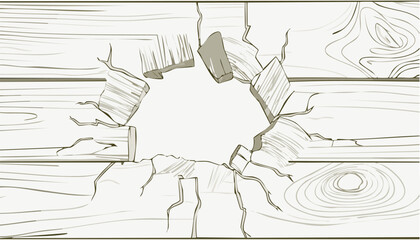 hole in the white wood wall, hole break through wooden board plank, decor frame, white transparent background. cutout png.grain, material, rough, frame, hole, plank, surface, weathered, aged, blank, 