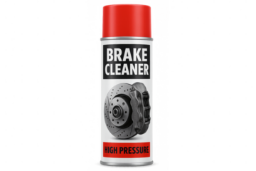 High pressure brake cleaner spray can on transparent background