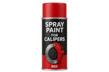 Red spray paint can for calipers on transparent background