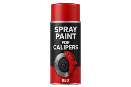 Red spray paint can for calipers on transparent background